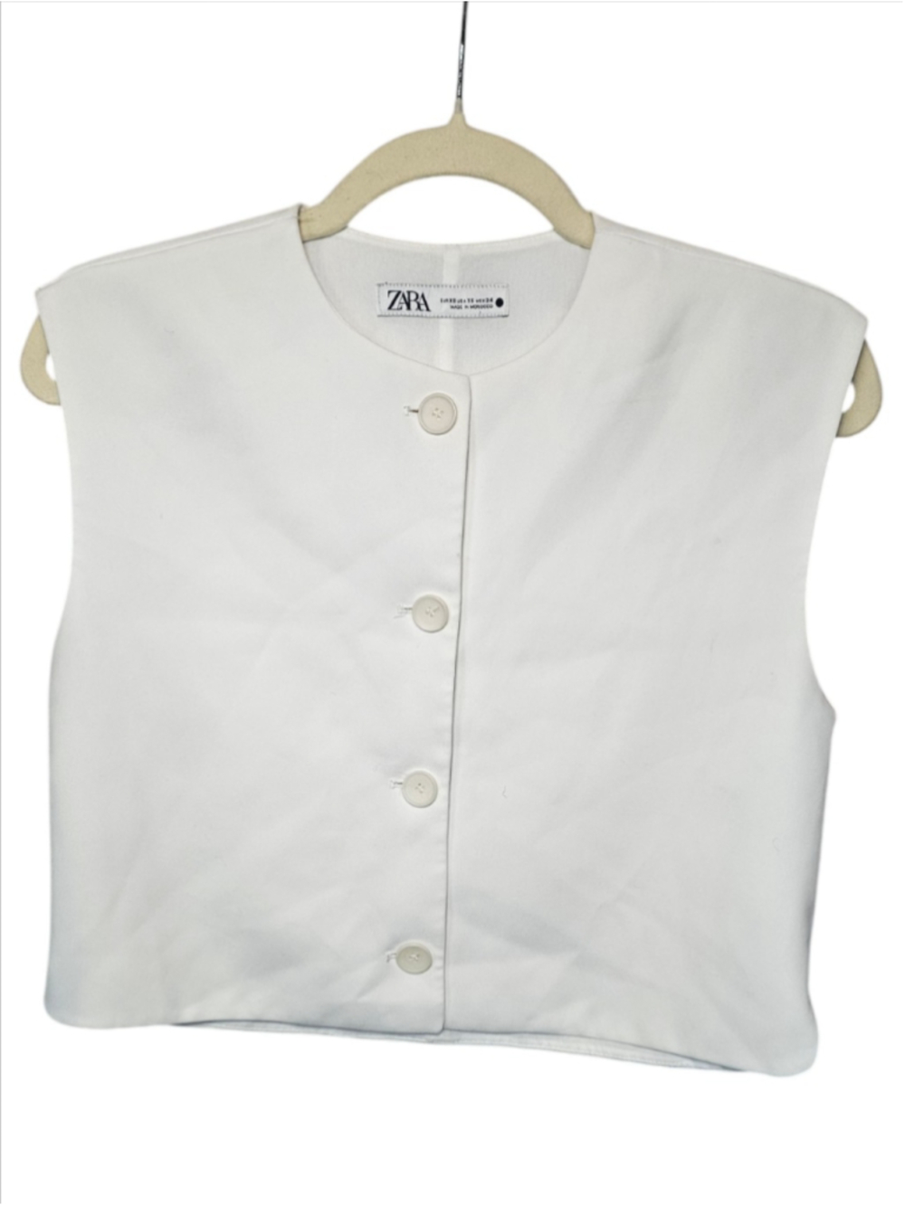 ZARA Vest Waistcoat White Cropped Tailored Chic Preppy Like New XS
